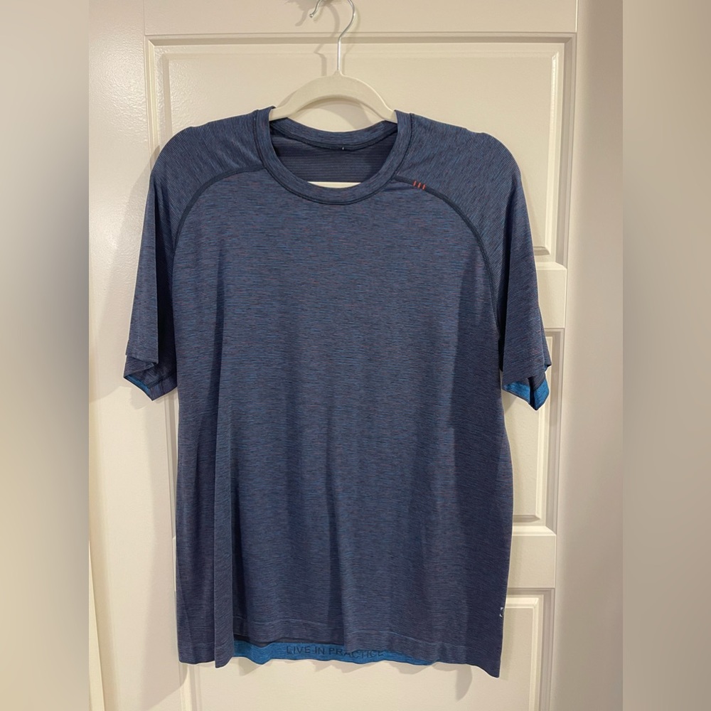 Luluemon Short Sleeve Shirt, Blue/Red, Men’s, L